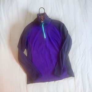 Columbia Fleece Jacket Womens Medium Purple Blue 1/4 Zip Pullover Outdoor 2133